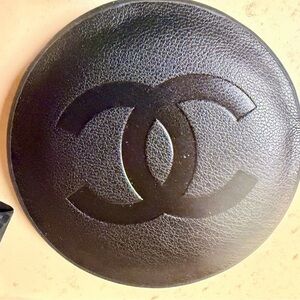 Chanel Black Pleather Sliding Mirror NEW in Beaute Box Mirrors SEALED in plastic